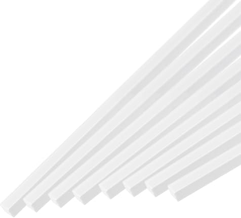 QUARKZMAN 10Pcs Barre Carrée en Abs, 2x2x500mm Bâton en Plastique Abs Solide, Kit de Barres en Plastique Blanches pour la Fabrication de Modèles Architecturaux DIY