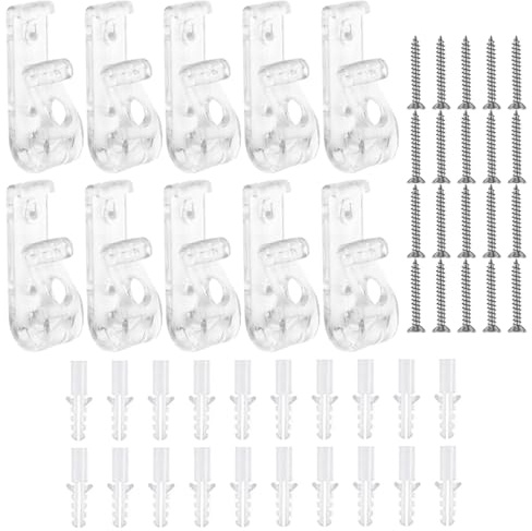 ANCLLO 8 Stück Sicherheitsvorrichtung für Rolloschnüre, transparente Rollo-Clips, Kunststoff-Kettenschnur für Rollos, P-Clips, Haken, P-Clip für Rollos, Sicherheitsclips für Rollos