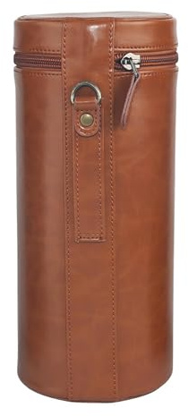 INKPO Pochette personnalisée en cuir synthétique pour objectif d'appareil photo, étui épais pour objectif d'appareil photo, appareil photo SLR, téléobjectif (marron, longueur < 225 mm, diamètre < 95