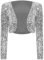 TiaoBug Damen Festlich Pailletten Bolero Langarm Crop Top Jacke kurz Oberteile Cardigan Eleganter Blazer mit Glitzer Party Hochzeit Outfits Clubwear Silber M