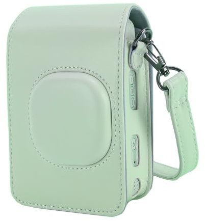 Phetium Housse de Protection Compatible avec Instax Mini LiPlay, Pochette Appareil Photo Sacoche Rangement Cuir PU Lisse avec Bandoulière (Matcha Green)