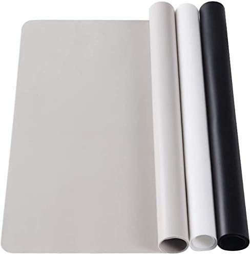 KitchenRaku Große Silikonmatte 30x40cm, rutschfeste Tischunterlage, Hitzebeständige Antihaftmatte, Tischunterlage, wiederverwendbar, lebensmittelecht (Grau&Schwarz&Transparent, 40x30cm)