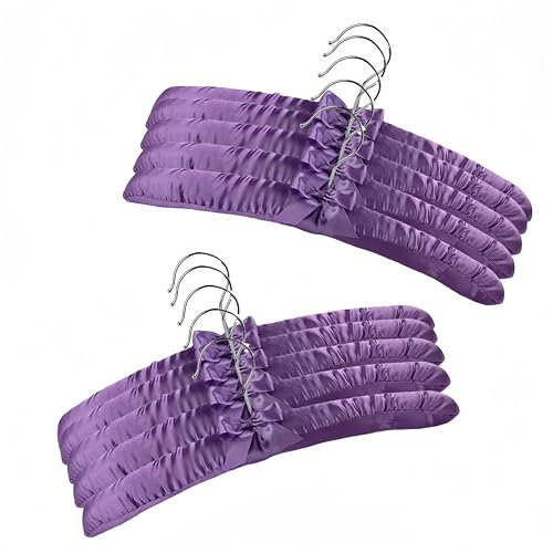 Grucce imbottite per abbigliamento da donna, in raso, antiscivolo, grucce imbottite per maglioni e vestiti imbottiti (10, viola)