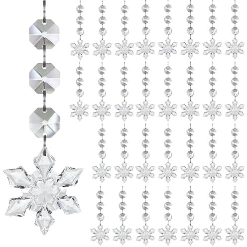 BelleVive 30 Pezzi Decorazioni per Albero di Natale - Pendenti Fiocchi di Neve in Cristallo Acrilico - Stelle Decorazioni Natalizie Inverno