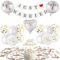 Just Married Deko Hochzeitsdeko Kit, Mr & Mrs Deko Hochzeit Luftballons, Just Married Girlande, Konfetti Hochzeit Holz Hochzeitsdeko, Cake Topper Hochzeit und Herzluftballons