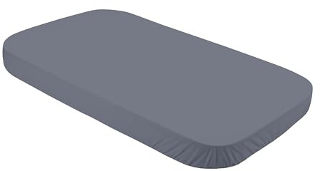 Waldin Spannbettlaken, Babybett 7in1, Jersey Baumwolle | Groß 124 x 73 cm, Farbe Graphit, Oeko Tex zertifiziert, Rutschfest, Waschbar bei 40 °C