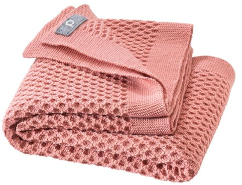 WABEN-STRICKDECKE Baby & Kinder - 100% Bio-Merino - kuschelig weich & warm - 80 x 100 cm - nachhaltig & fair - im schönen Wabenstrickmuster, Made in Germany | Softpink