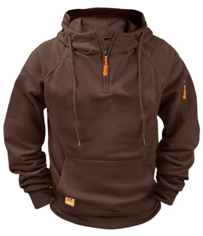 Hoodies for Men 1 /4 Zip Sweatshirt Micro Fleece Lined Pullover Hoodie Plain Hoody Long Sleeve Tops Warm Thermal Combat Tactical Sweatshirt Workwear Quarter Zip Jumper Outdoor Hoody Sportswear