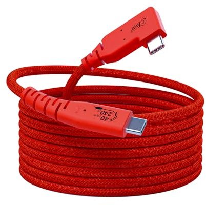 USB C Tethering Kabel 3M, Rechtwinkliges USB 4 Videokabel mit PD 240W, 8K@60Hz 40Gbps Link Kabel für Verbindung Zwischen Kamera und Computer - Sony A7IV/Canon R5/MacBook Pro (Rot)
