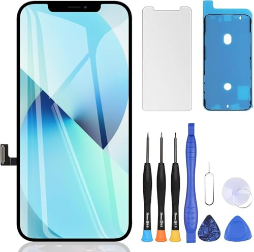 ZOETEC Screen Replacement For iPhone 13 Mini 5.4 LCD Full HD Retina Display COF Touch Screen Digitizer Frame Assembly with Repair Tool Kits, Waterproof Adhesive, Tempered Glass