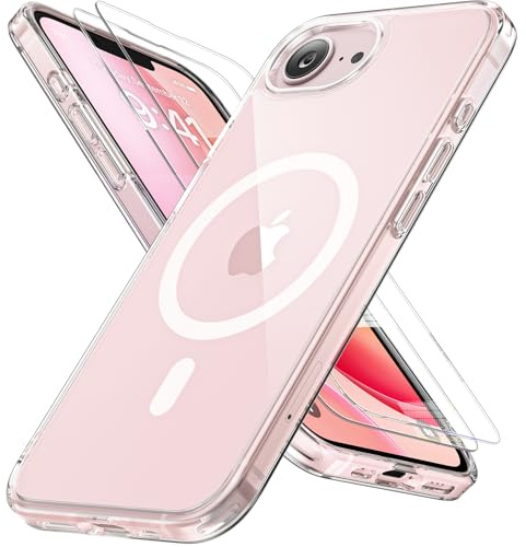 miracase for iPhone 17e & 16e Case with MagSafe&9H+Screen Protector, Clear | TOP Military-Grade Protection & Strong Magnet Shockproof Scratch-Resistant with Velvet Touch for iPhone 17e/16e Cover 6.1