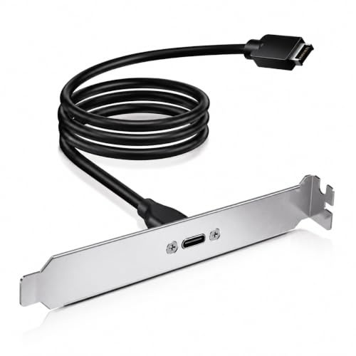 Wvzong USB C Front Panel Adapter Cable, 20Gbps USB 3.2 Gen 2x2 Type-E to USB-C Female Header Extension with PCI Bracket, 19.6 Inch, for Adding USB-C Port to PC Case from Motherboard