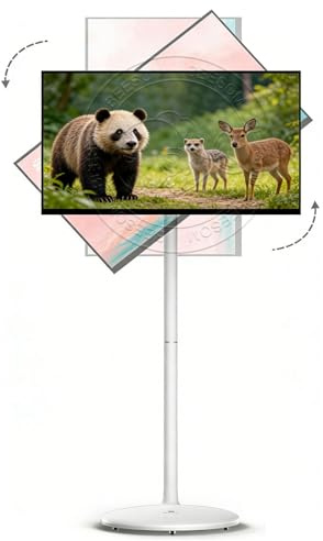 BEESOM Smart Portable Wireless Touch Screen TV, Moveable TV,5MP Camera + Adjustable Floor Stand,Android OS + Touch Control,Wireless Connectivity,Outdoor Gatherings & Family Movie Nights 23in