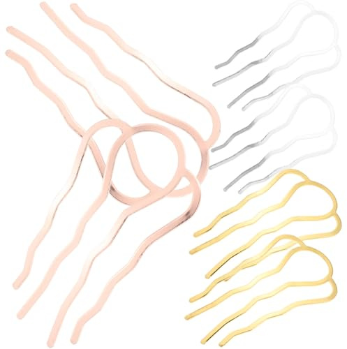 GALPADA 6pcs Hair Fork Pins Hair Fork Clips Metal Wave Shape Chic Simple Design for Women at Dances and Birthday Parties