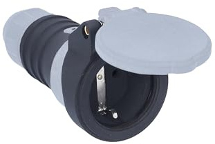 as - Schwabe DuroConn Schutzkontaktkupplung, extrem robust, grau/schwarz | Spannungsanzeige, mit Schnellverschluss, 230V/16A, für Leitungen bis 3 x 2,5 mm², IP54