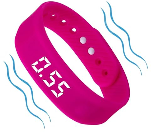 Weckerarmband – Vibrationsalwecker, leise, 14 bis 23 cm für Tiefschläfer | wasserdichte Silikon-Erinnerungsuhr mit Timer, Medikamenten- und Wasseralarm, Uhr, Se référer au descriptif, Siehe