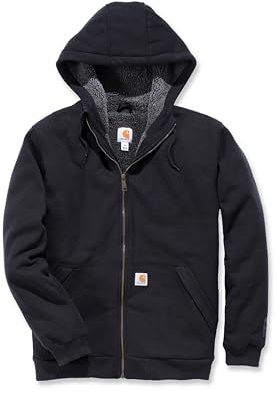 Carhartt Men's Sherpa-lined Midweight Full-zip Hooded Sweatshirt, Black, XL UK