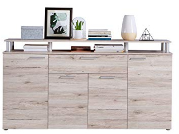 FORTE Pablo Kommode mit 4 Türen und 1 Schublade, Holzwerkstoff, 59,9 x 90 x 169,3 cm