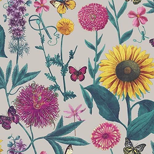 Arthouse 676204 Summer Garden Tapete Kollektion Bloom, Grau Multi, 10.05 x 0.53 m