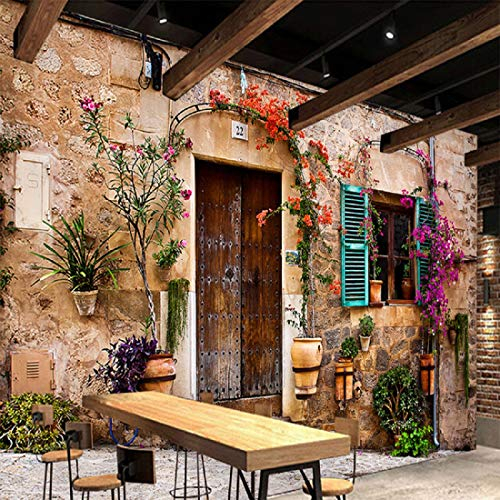 Fototapete 3D Tapete Kinderzimmer Deko Mediterrane Straße Straße Blick Tapeten Vliestapete Wandbilder Schlafzimmer Wanddeko Wohnzimmer Wandgemälde