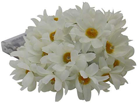 CVHOMEDECO. White Daisy String Lights Artificial Silk Flowers Battery Powered w/Timer Fairy Starry Lights for Home Wedding Birthday Party Décor, 8 ft/20 LEDs