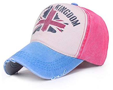 XibeiTrade UK United Kingdom Flag Baseball Cap Vintage Baumwolle Herren Damen Papa Hut Gr. M, rot, blau