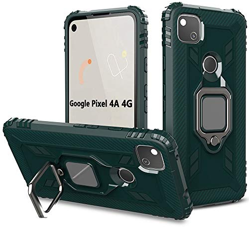 TANYO Hülle für Google Pixel 4A 4G (Not for 5G Version), Schutzhülle TPU Silikon Armor Handyhülle mit Ständer, Stoßfeste Silikonhülle mit Bumper, Grün