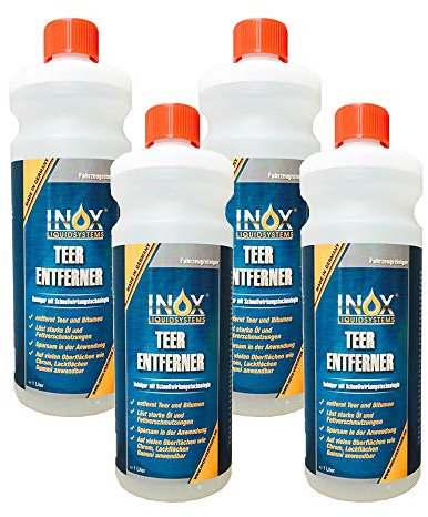 INOX® Détachant pour goudron, 4 x 1L - Nettoyant pour Voiture, Camping-Car et Caravane