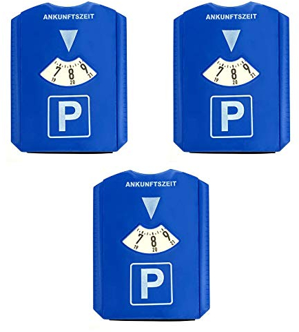 HAC24 3er Set Parkscheibe mit Eiskratzer und Gummilippe Kunststoff Auto 15,5x12 cm Blau
