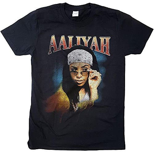 Aaliyah T Shirt Trippy Logo Nue offiziell Herren Schwarz M