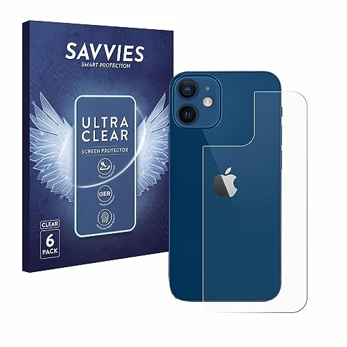 Savvies 6 Pack Screen Protector compatible with Apple iPhone 12/12 Pro (Back) Protection Film Clear