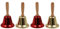 PRETYZOOM Christmas Hand Bell With Wood Handle - Metal Call Bell for Calling Attention and Assistance - Kids Gift (2 Golden + 2 Red)