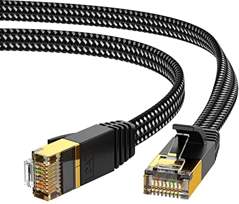 KINBETA Cable Ethernet Cat 7 2m, Cable Ethernet de Red de Internet Cat7 de Alta Velocidad Gigabit Lan Rj45 Trenzado Plano Patch Cord Blindado para Xbox PS3 PS4 PC Ordenador Portátil Enrutador TV