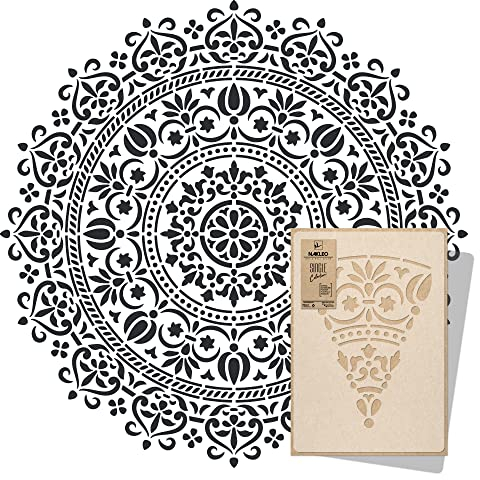 NAKLEO Mandala Große Malschablonen Durchmesser 227 cm - XXL, Orientalischer Kreis Geometrisches Ornament, Wiederverwendbare Kunststoff Wandschablone DIY Handwerk, Holz Möbel Boden Stoff
