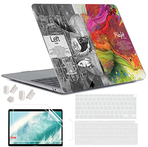MUSHUI 4 in 1 Custodia per MacBook Air 13 Pollici 2020 2019 2018 Modello A2337 M1/A2179/A1932, Plastica Case Rigida & Tastiera Cover & Proteggi Schermo per Mac Air 13, Cervello Creativo 1