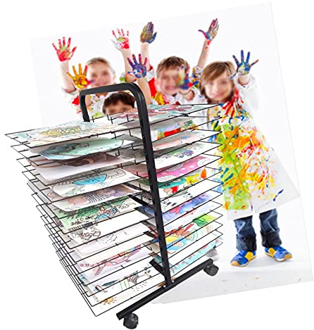 ZXFF Porte-sèche-Linge d'art Mobile, Rack De Séchage for Enfants for La Peinture, Très Approprié for Les Panneaux D'artistes, Papier, Impressions, Rack De Séchage De Salle D'étude 26 Étages
