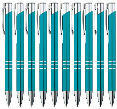 GIMEI® Metall Kugelschreiber 50 Stück | Premium Kugelschreiber Set Hochwertig, Kulli für einfaches & weiches Schreiben | Blauschreibender Kugelschreiber Türkis als optischer Hingucker