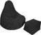 Loft 25 sitzsack Cord mit Fußhocker – Gaming sitzsack mit füllung, Komfortabler Bean Bag, sitzsack Erwachsene mit hohem Rücken,sitzsäcke,Bean Bag Chair (Schwarz, Sitzsack + Fußhocker)