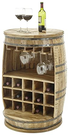 möbelando Bartisch Stehtisch Bar Fass Minibar Barschrank Tisch Loungetisch Foggia I