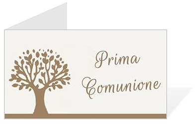 Gicaprice BIGLIETTINI BOMBONIERA PRIMA COMUNIONE PRETAGLIATI, FACILI DA STAMPARE CON GUIDA, OPPURE DA PERSONALIZZARE A MANO (60 PEZZI ALBERO DELLA VITA)
