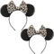 2 pcs Mouse Ears Ohren Haarreif leoparden Schleife und weißen Punkten & Maus Ohren in schwarz für Kinder und Erwachsene Geburtstag Baby Shower Valentine's Day Halloween Christmas
