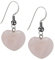 TreasureBay Handmade Natural Gemstone Heart Shape Sterling Silver Drop Earrings - Gift Ideas for Women (Pink Rose Quartz)