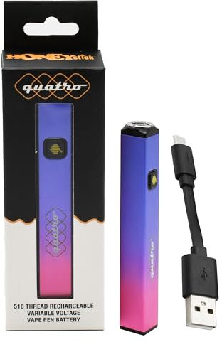 HoneyStick Quatro 510 Thread Battery Cube Shaped Vape Pen Battery for CBD and Thick Oil with 400mAh Capacity and 3 Voltage Settings No Nicotine