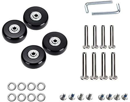 4 Stk 45mm x 18mm Kofferrollen Ersatzrollen für Koffer Luggage Suitcase Wheels Replacement Ersatz Gepäck Koffer Ersatzräder GummiRollen Räder Ersatz Wheels Rad für Trolleys Koffer Ersatzteile