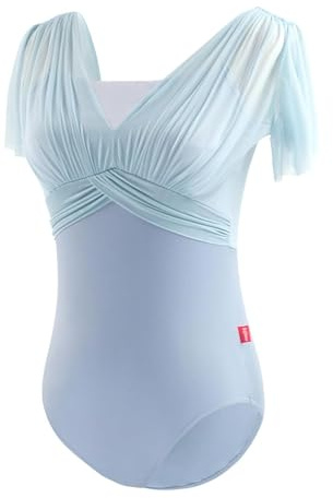 Daydance Grüner Tanzanzug für Damen, Teenager-Mädchen, Lyrischer Ballett-Body mit verstellbaren Trägern, Blau, Small