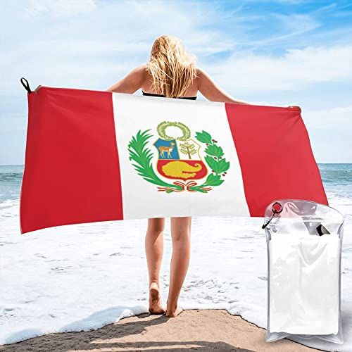 AOOEDM Flagge von Peru Mikrofaser-Strandtuch, schnell trocknend, übergroße Handtücher, Decke für Reisen, Pool, Camping