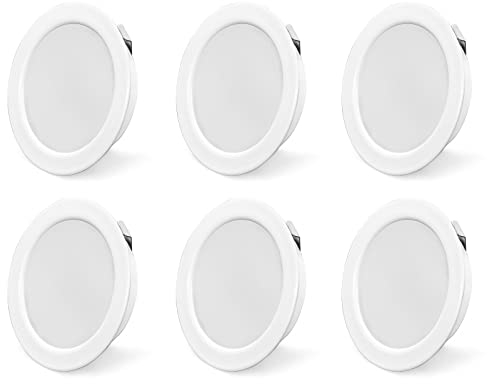 KYOTECH 6er Set LED Möbelleuchte 230V,3.5W LED IP44 G4 15mm Flache Möbel Einbaustrahler in Edelstahl gebürstet Optik,4000K Naturweiß,Küchenhaube Leuchte,Badleuchte Einbauspot