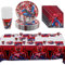 Partygeschirr 61 Stück,Party Supplies,Superhelden Party,Geburtstagdeko,Tischdecke,Teller,Becher,Servietten,Party Dekoration,Jungen Mädchen Geburtstagsfeier