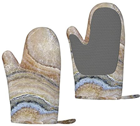 Onyx Stone Pale Blue Oven Gloves, Silicone Insulated Oven Gloves, Microwave Oven Baking Cooking Barbecue