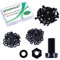 Pzsmocn 150 Stück/50 Sätze M5*12 mm Schwarzes Nylon Kunststoff Kreuzschlitz Rundkopfschrauben-Sechskantmuttern mit Isolierscheibe Standardgröße, für Heimwerker und Elektronische Montage.